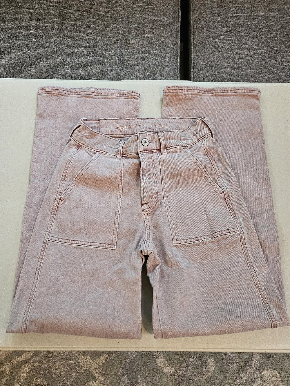 American Eagle Outfitters Stretch Pale Pink Wide Leg Pants Size Womens 0 Regular